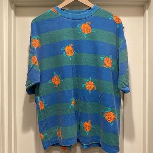 Vintage 90s stripes multi colored floral shirt